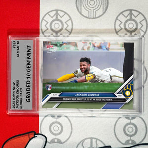 Graded 10 2024 Topps Now MLB #349 Jackson Chourio RC Brewers Rookie Card Baseball