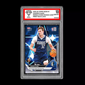 Graded 10 Cooper Flagg RC Rookie 2025-26 Topps Now #1  Dallas  Mavericks Basketball