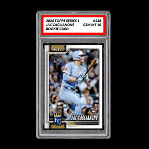 Graded 10 Jac Caglianone #138  Rookie Card RC 2026  Topps Series 1 Royals Baseball