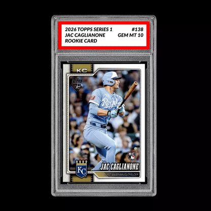 Graded 10 Jac Caglianone #138  Rookie Card RC 2026  Topps Series 1 Royals Baseball