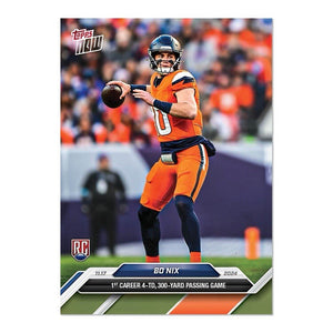 Graded 10 Bo Nix #12 2024 Topps Now RC Rookie 4-TD 300-Yard Passing Card Football