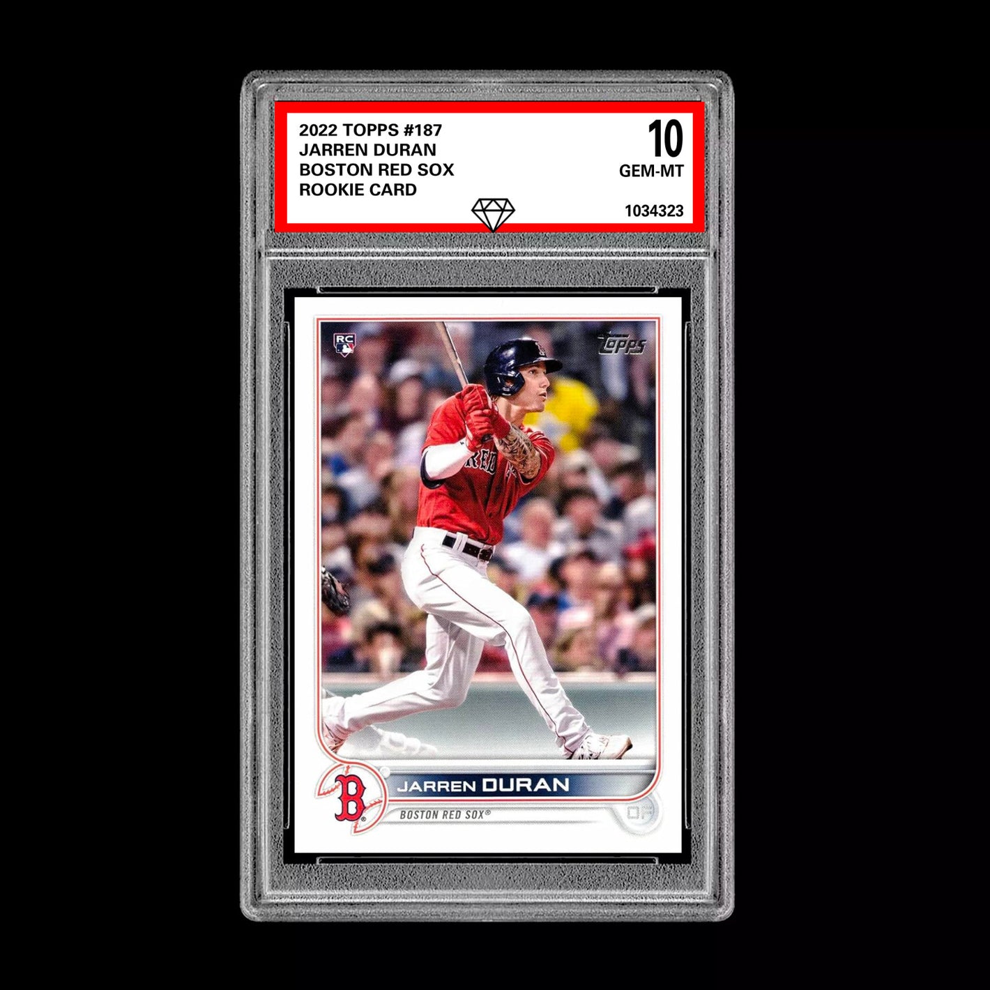 Graded 10 Jarren Duran - 2022 TOPPS #187 RC Rookie Card Boston Red Sox Baseball