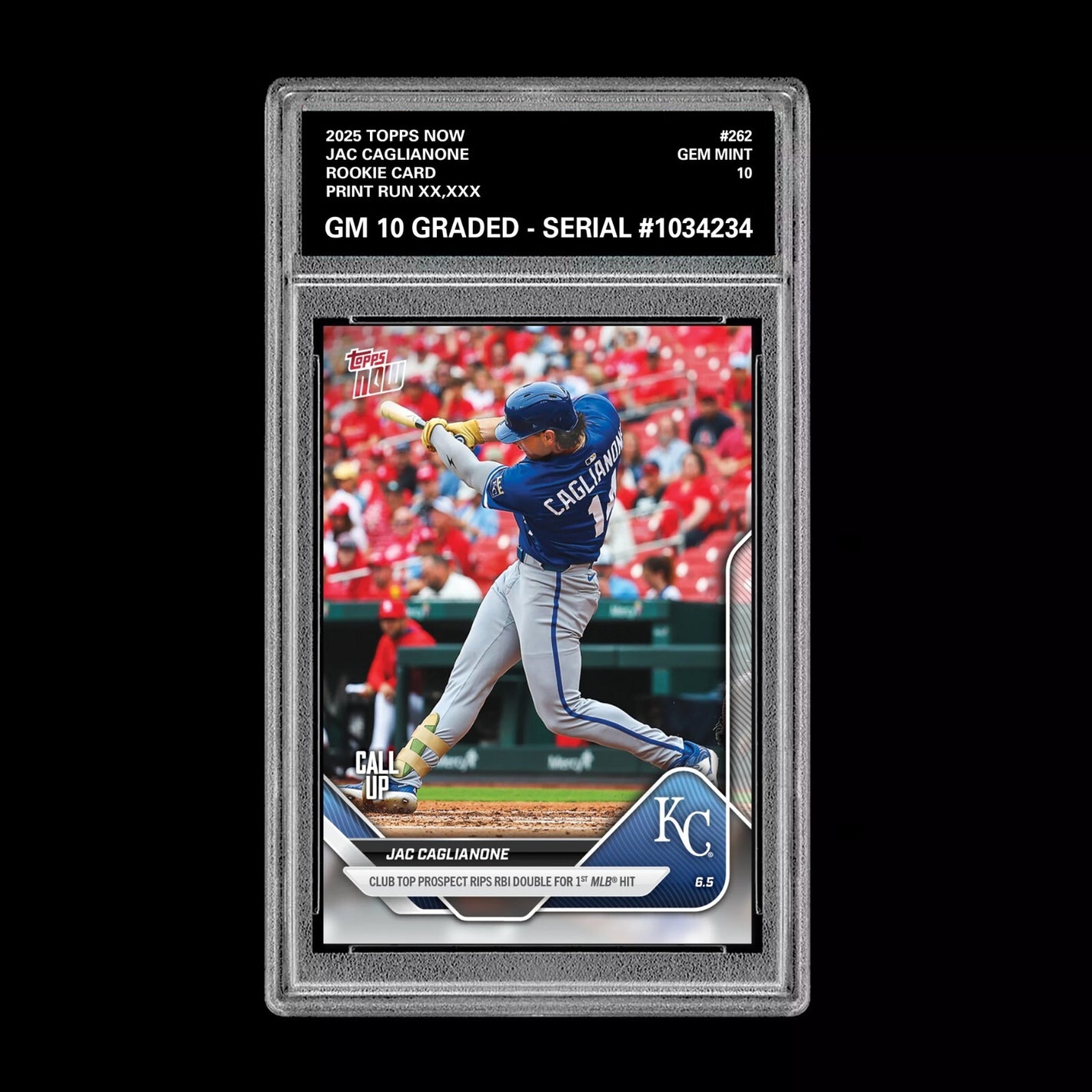 Graded 10 Jac Caglianone 2025 Topps Now #262 GEM Mint Rookie Card RC  Baseball
