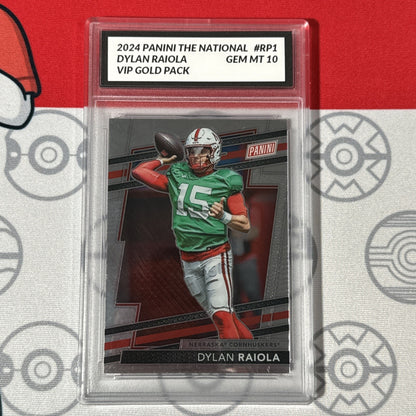 Graded 10 DYLAN RAIOLA 2024 National VIP Gold Pack #RP1 RC Rookie Card Nebraska Football