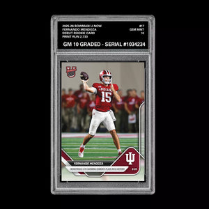 Graded 10 Fernando Mendoza RC Rookie Card 2025-26 Bowman U Topps Now #17  Football