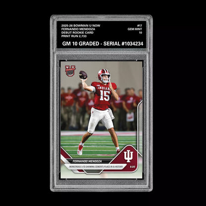Graded 10 Fernando Mendoza RC Rookie Card 2025-26 Bowman U Topps Now #17  Football
