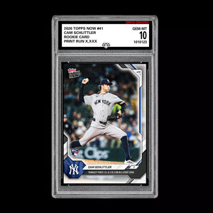 Graded 10 Cam Schlittler Rookie Card 41 2026 Topps NOW Yankees PRESALE Baseball