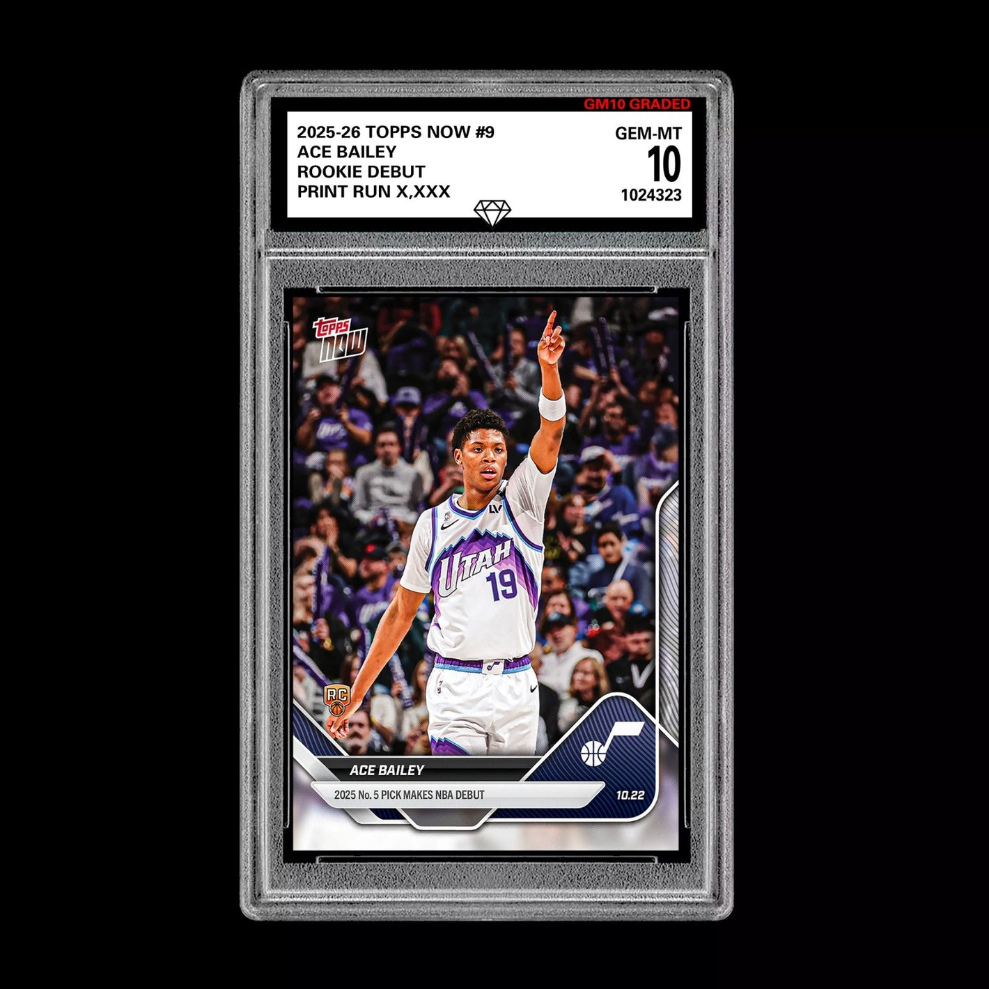 Graded 10 Ace Bailey Rookie Card #9 2025 Topps Now Utah Jazz RC Basketball Basketball