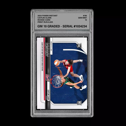 Graded 10 CAITLIN CLARK #180 RC Rookie Card 2024 Panini Instant Indiana Fever Basketball