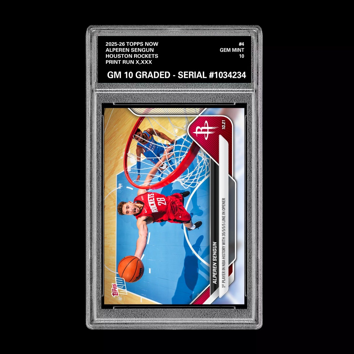 Graded 10 Alperen Sengun #4 2025-26 TOPPS NOW Basketball - Presale Basketball