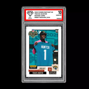 Graded 10 Travis Hunter 2025 Panini Instant Draft Night #2 RC Rookie JAGUARS  Football