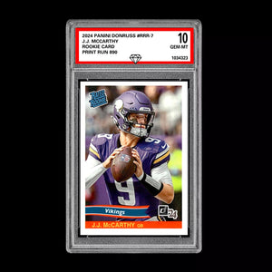 Graded 10 J.J. McCarthy - 2024 Panini Donruss #RRR-7 RC Rookie Minnesota Vikings Football