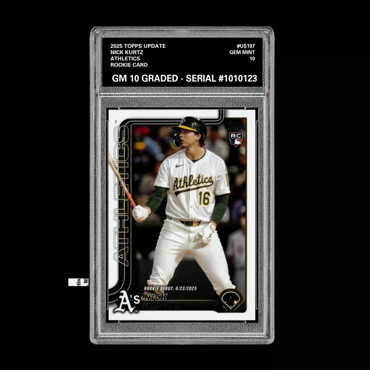 Graded 10 Nick Kurtz #US197 RC Rookie Card 2025 MLB Topps Update Athletics Baseball