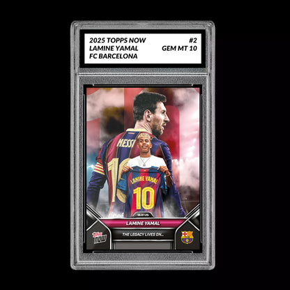 Graded 10 Lamine Yamal - 2025 TOPPS NOW #2 The Legacy Lives on Soccer RC Rookie Soccer