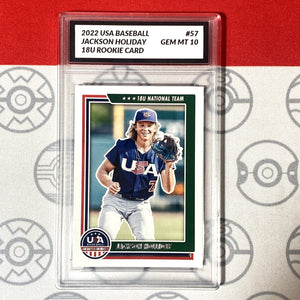 Graded 10 JACKSON HOLLIDAY 2022 Panini  USA 1st Baseball Card #1 Draft Pick Baseball