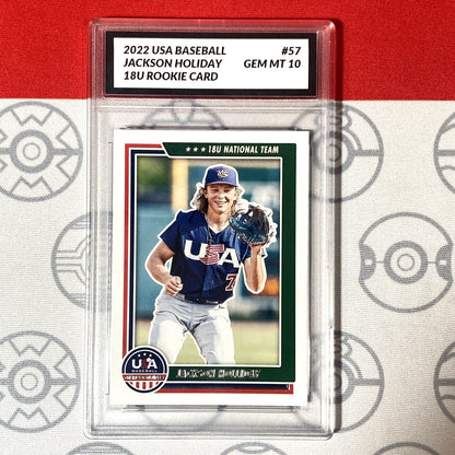 Graded 10 JACKSON HOLLIDAY 2022 Panini  USA 1st Baseball Card #1 Draft Pick Baseball