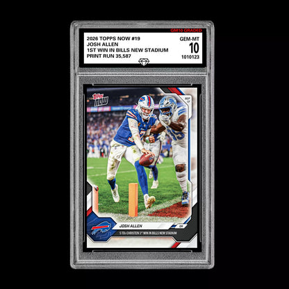 Graded 10 Josh Allen 2026 Topps NOW #19 1st Win in Bills New Stadium  PRESALE Football