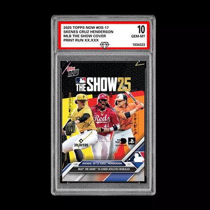 GRADED 10 Skenes Cruz Henderson 2025 Topps Now MLB The Show Cover RC Football