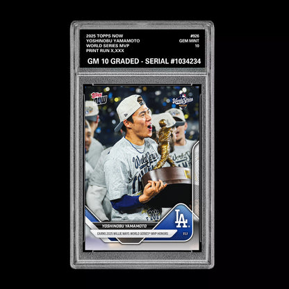 Graded 10 Yoshinobu Yamamoto  WORLD SERIES MVP 2025 MLB Topps NOW 926  Baseball