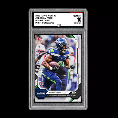 Graded 10 2026 Topps Now Jadarian Price Rookie  #3 Seahawks RC PRESALE Football