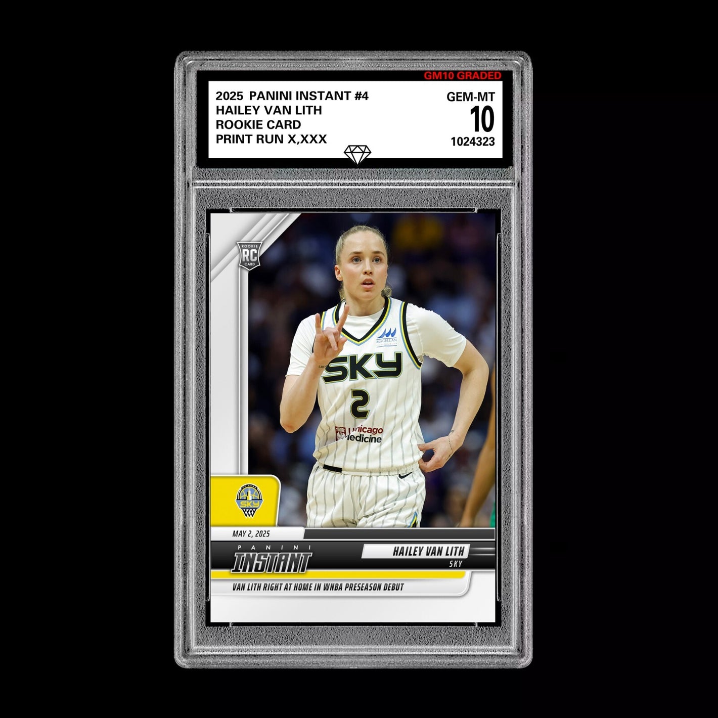 Graded 10 Hailey Van Lith #4 Chicago Sky 2025 Panini Instant RC Rookie  Basketball