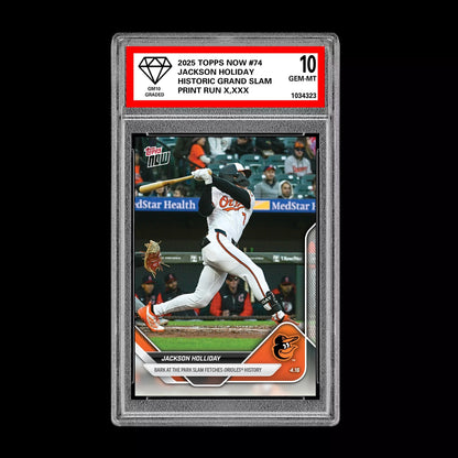 Graded 10 Jackson Holliday 2025 MLB TOPPS NOW Card # 74 Grand Slam  Baseball