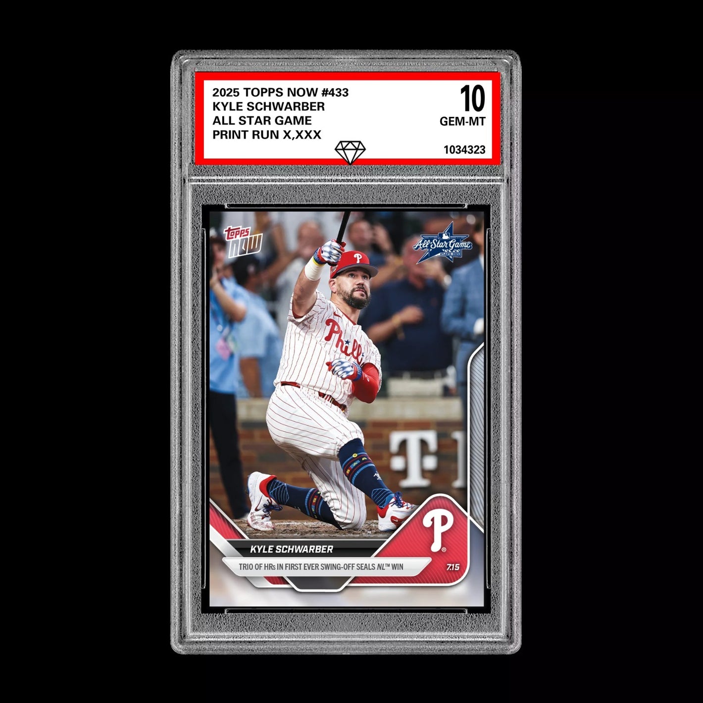 Graded 10 Kyle Schwarber - 2025 TOPPS NOW #433 All Star Game Swing Off HR Baseball