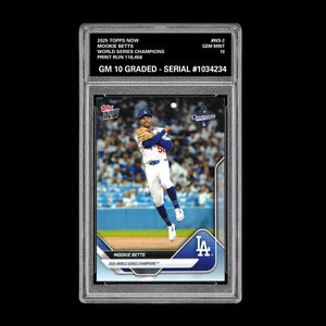 Graded 10 Mookie Betts #WS-2 2025 Topps Now World Series Champions Dodgers Baseball