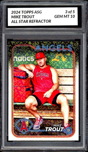 Graded 10 Mike Trout SP Image Variation 3 of 5 2024 Topps All-Star Refractor SSP Baseball