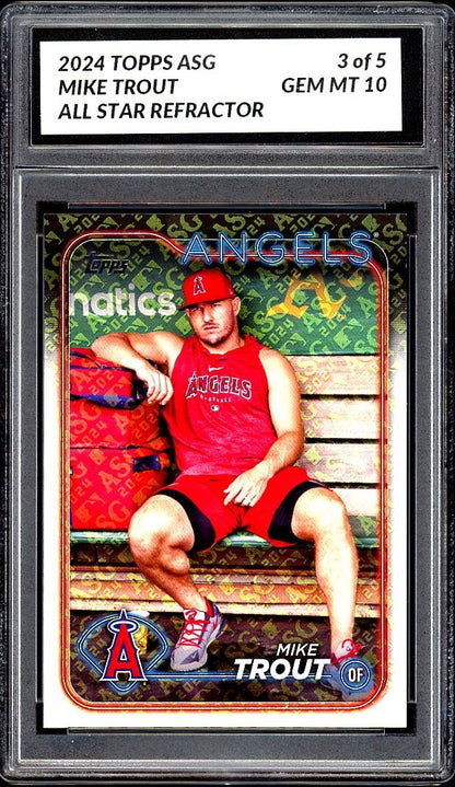 Graded 10 Mike Trout SP Image Variation 3 of 5 2024 Topps All-Star Refractor SSP Baseball