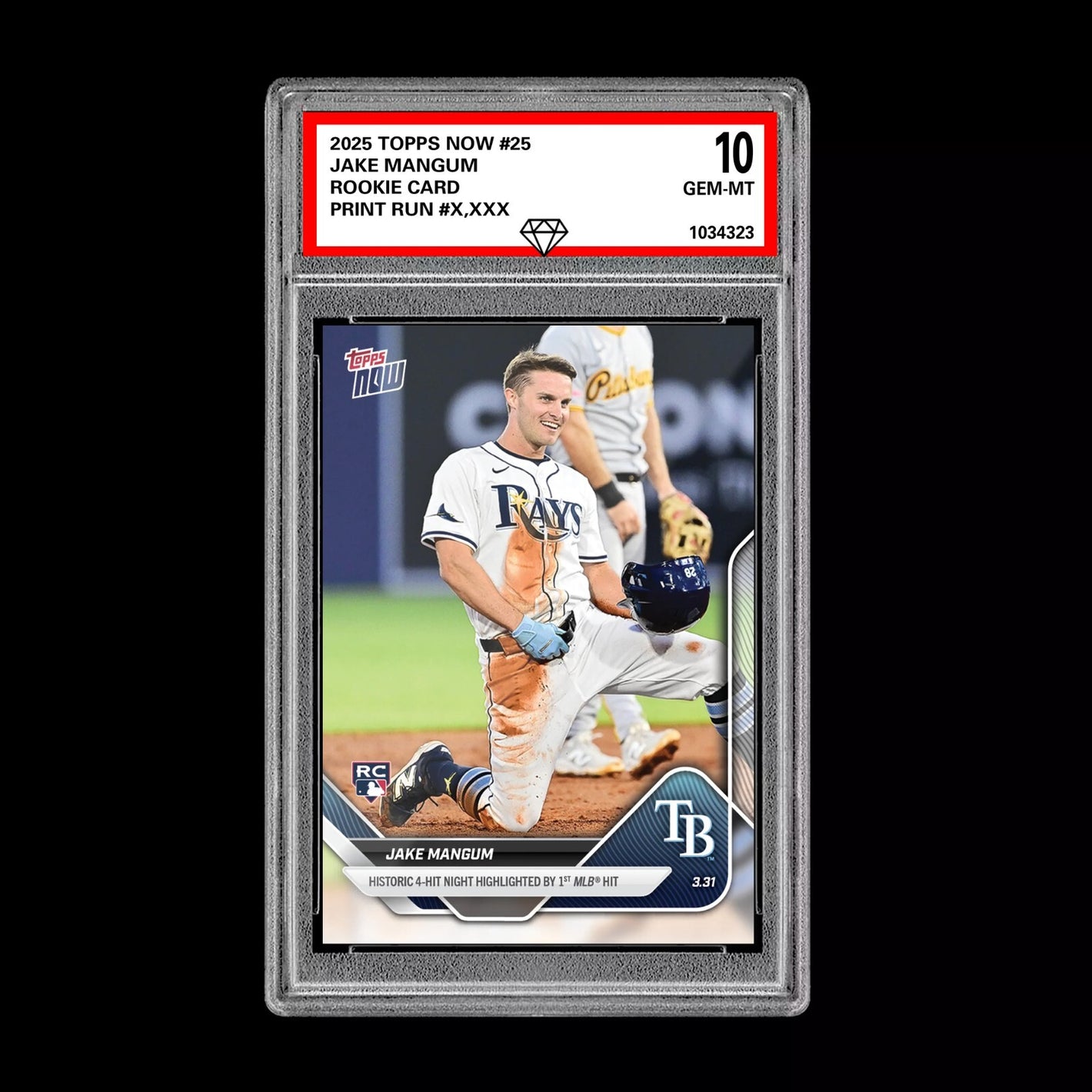 Graded 10 Jake Mangum #25 RC Rookie 2025 MLB TOPPS NOW Card Tampa  Baseball