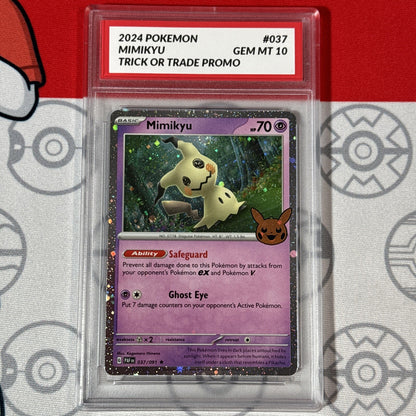 Graded 10 Mimikyu 2024 Trick Or Trade Reverse Holo Pikachu Pokemon Card 037 PAF