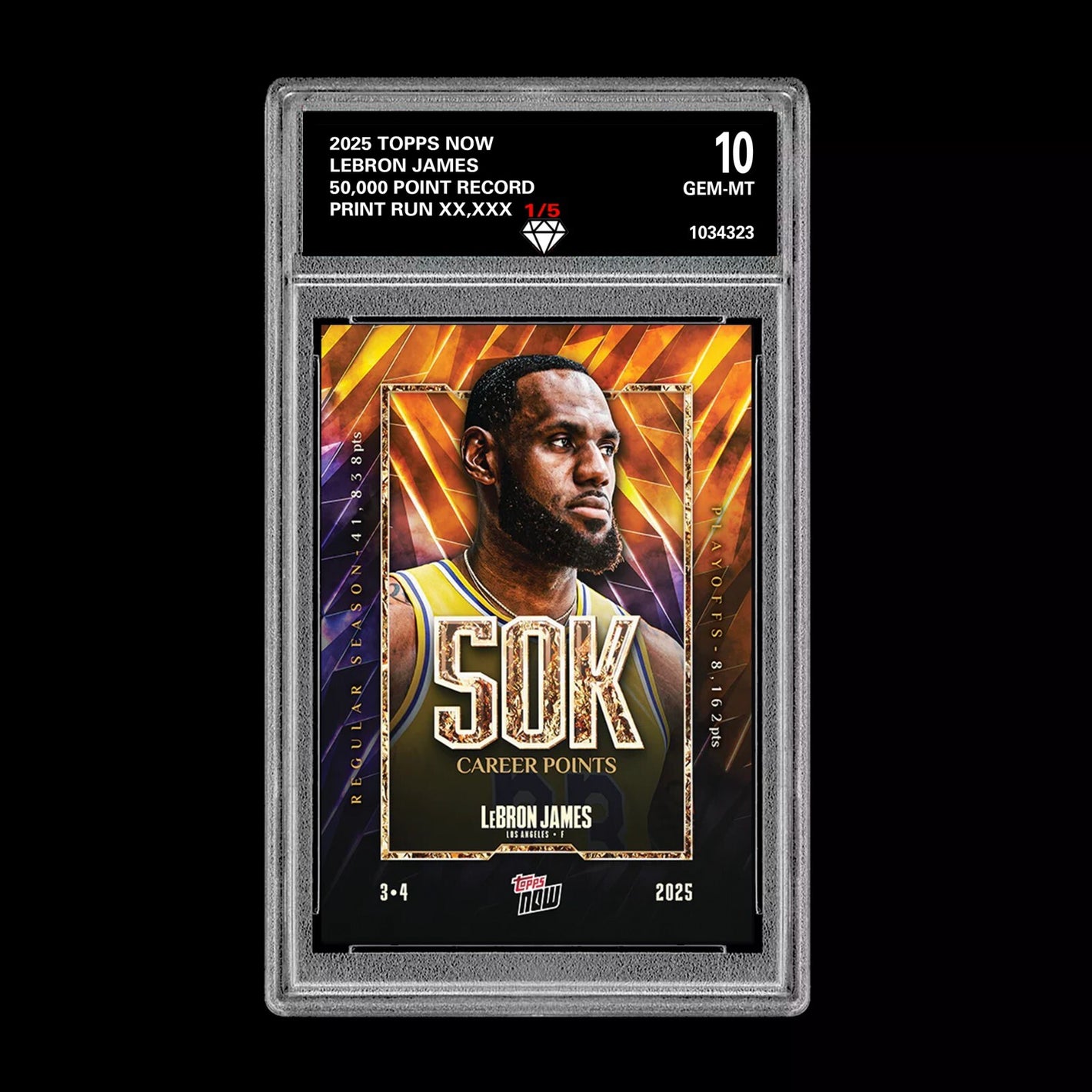 Graded 10 LeBron James #12 2025 Topps NOW Basketball 50k Points Lakers  Basketball