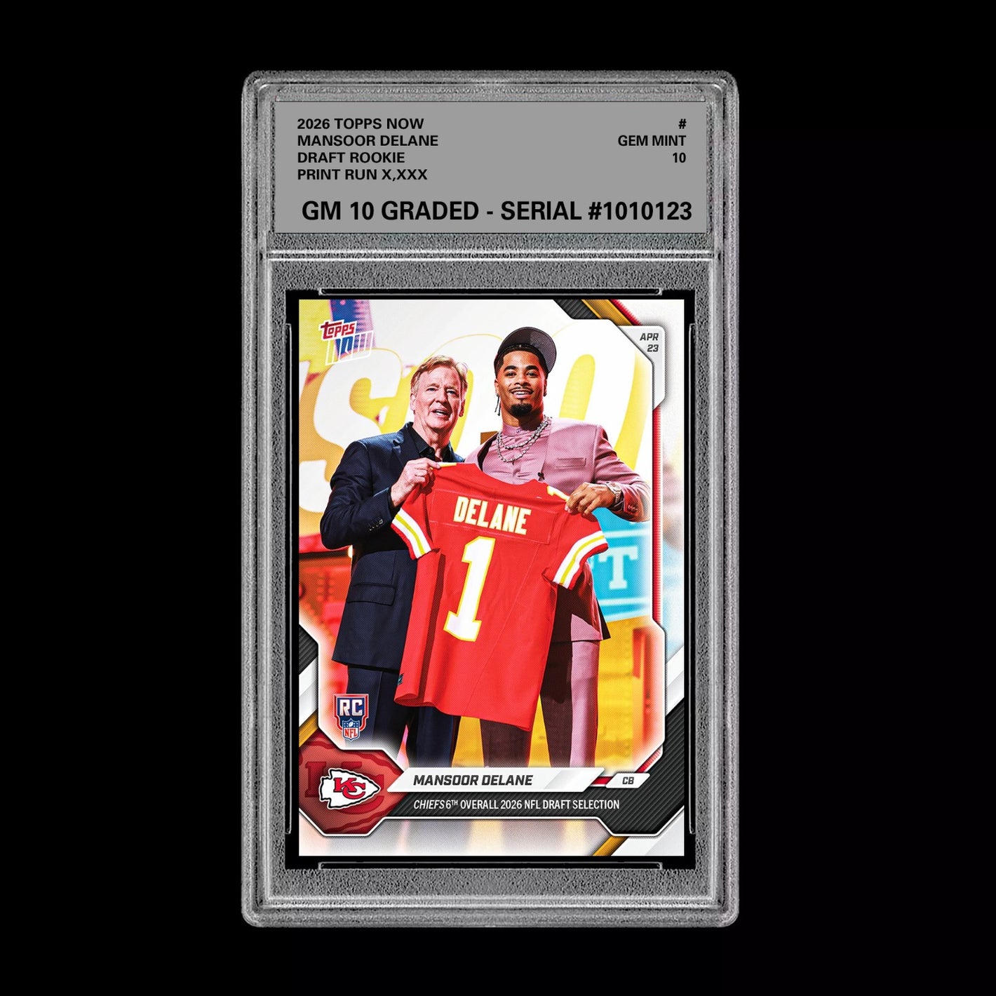 Graded 10 Mansoor Delane 2026 TOPPS NOW RC Rookie Card Chiefs Football