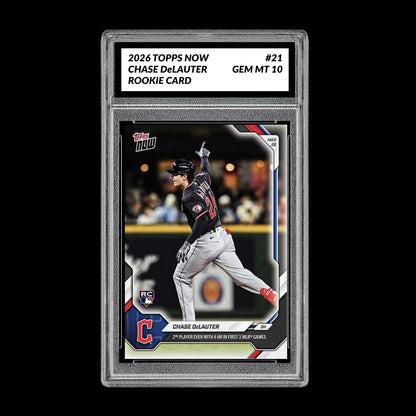 Graded 10 Chase DeLauter Rookie Card 21 2026 Topps NOW Guardians PRESALE Baseball