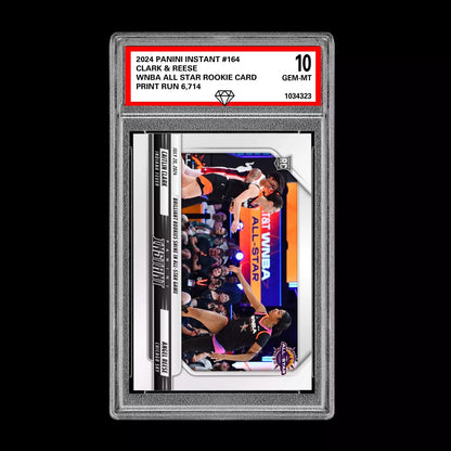 Graded 10 CAITLIN CLARK & ANGEL REESE 164 All Star RC ROOKIE 2024 Panini Instant Basketball