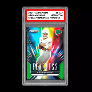 Graded 10 Arch Manning #F-AM Fearless Green 2024 Panini Prizm Draft RC Rookie Football