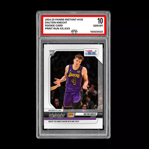 Graded 10 Dalton Knecht #135 LA Lakers Rookie RC 2024 Panini Instant NBA Basketball