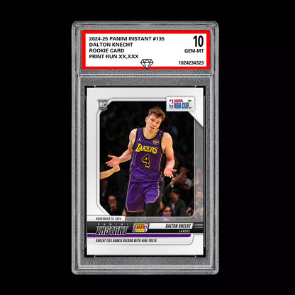 Graded 10 Dalton Knecht #135 LA Lakers Rookie RC 2024 Panini Instant NBA Basketball