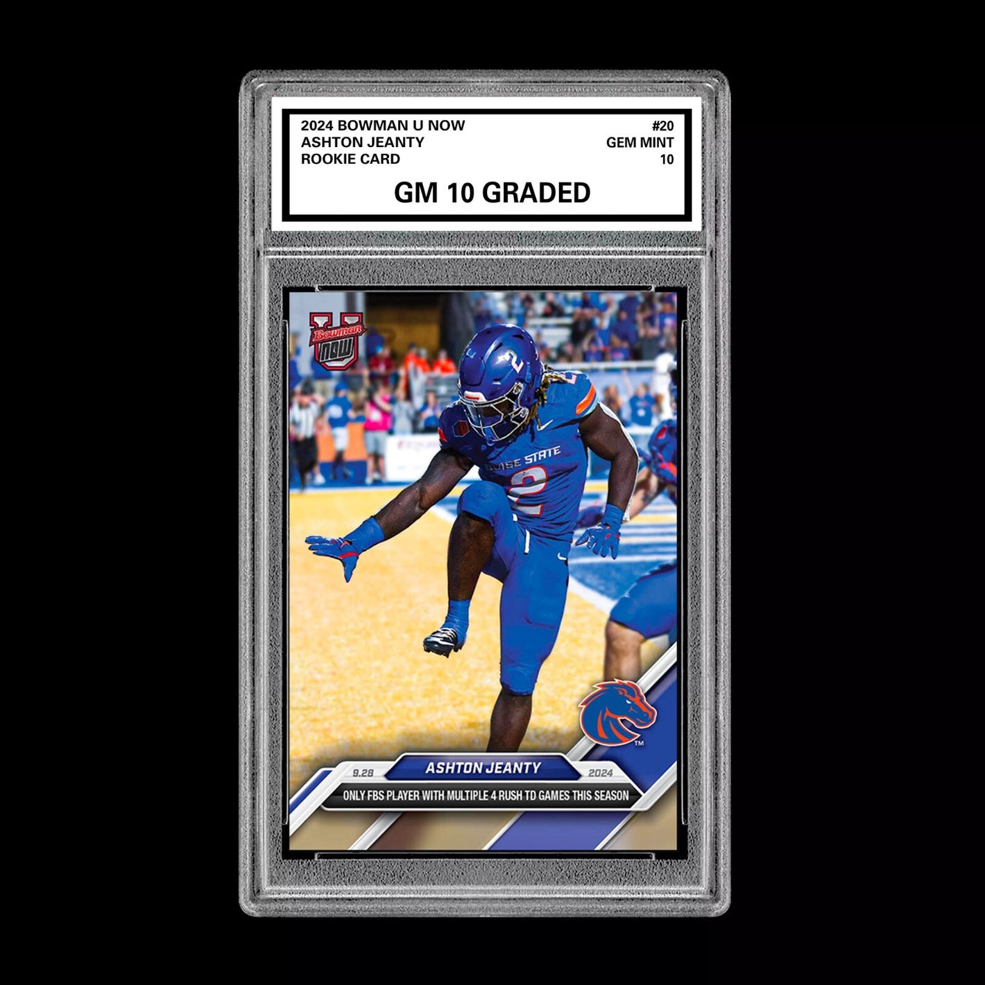 Graded 10 Ashton Jeanty RC 2024 Bowman U Now Heisman Card 20 Boise State Rookie Football