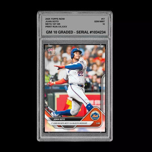 Graded 10 Juan Soto #17 2025 MLB Topps Now New York Mets 1st Home Run Baseball