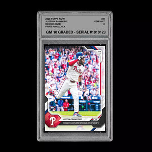 Graded 10 Justin Crawford Rookie Card 39 2026 Topps NOW Phillies PRESALE Baseball