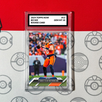Graded 10 Bo Nix #12 2024 Topps Now RC Rookie 4-TD 300-Yard Passing Card Football