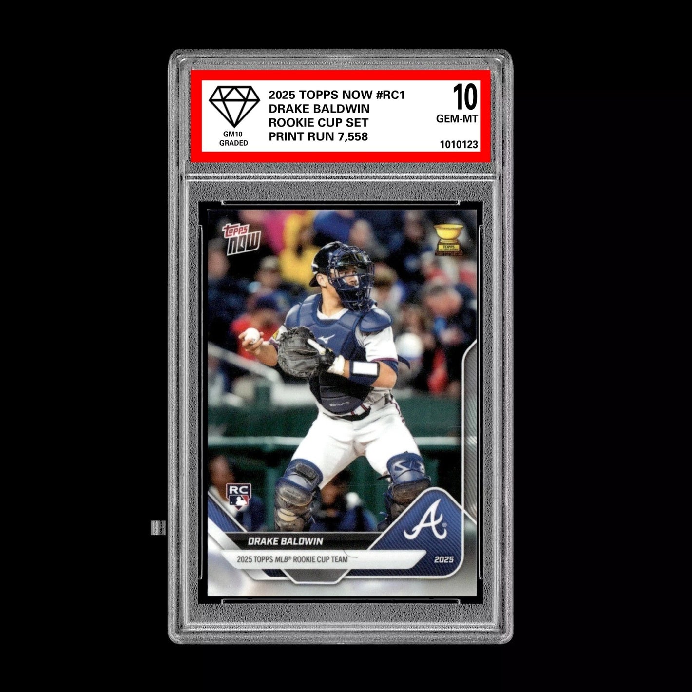 Graded 10 Drake Baldwin RC Rookie Cup 2025 Topps Now #RC1 BRAVES Baseball