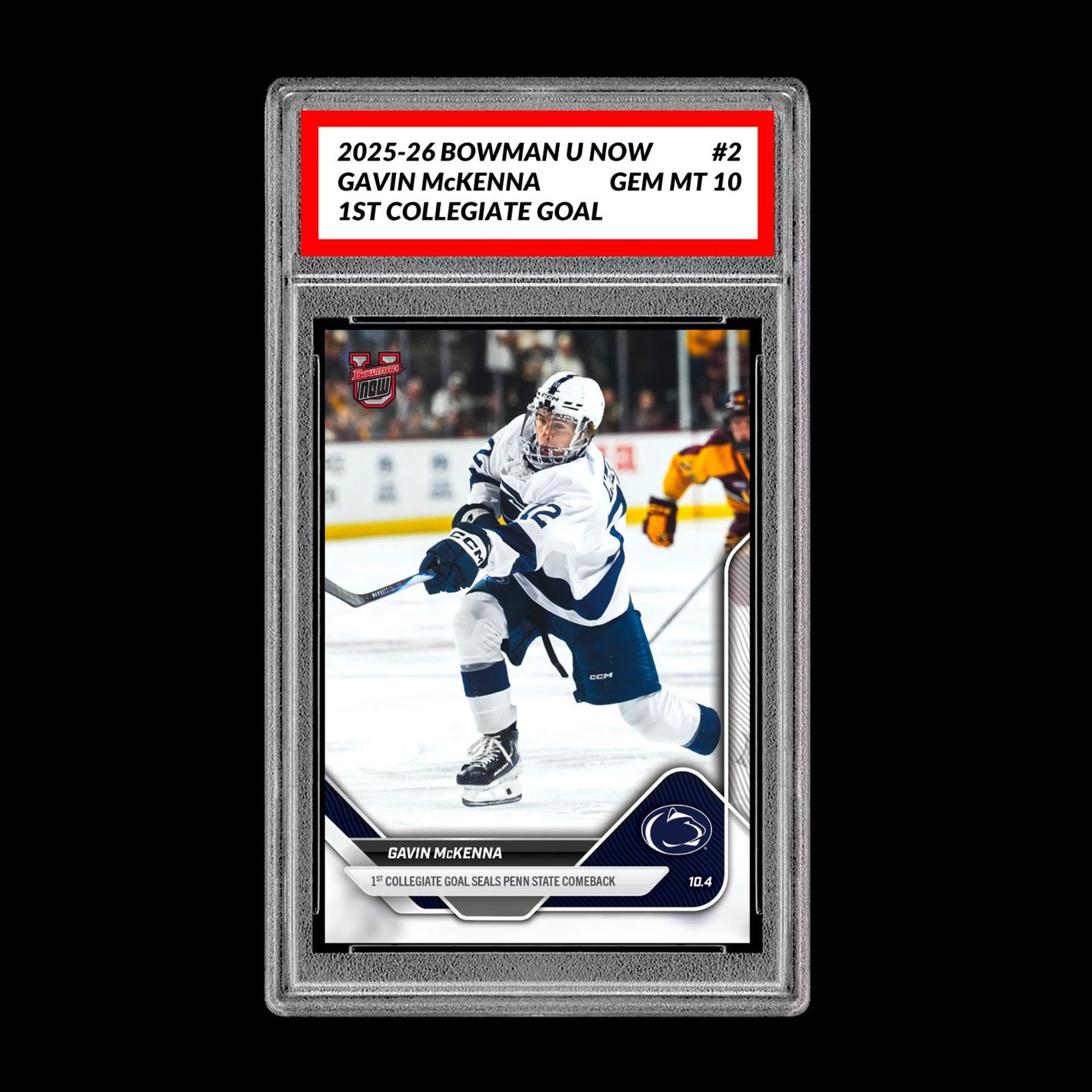 Graded 10 Gavin McKenna #2 Topps Now Bowman U Rookie Card Penn State Hockey RC Ice Hockey