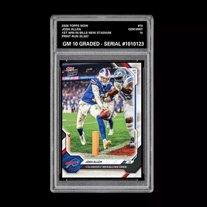 Graded 10 Josh Allen 2026 Topps NOW #19 1st Win in Bills New Stadium  PRESALE Football