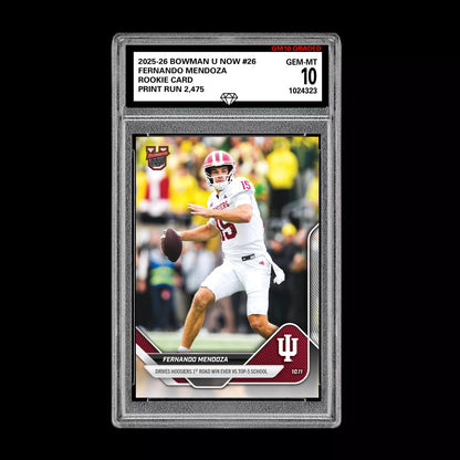 Graded 10 Fernando Mendoza RC Rookie Card 2025-26 Bowman U Topps Now #26  Football
