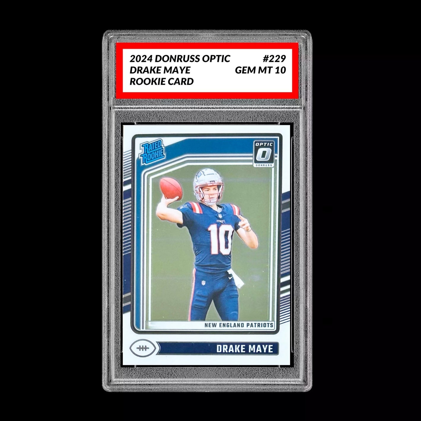Graded 10 Drake Maye Panini 2024 Donruss Optic Rated Rookie #229 (RC) GEM MT Football