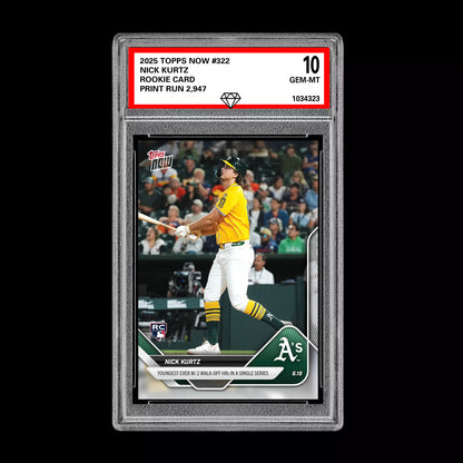Graded 10 Nick Kurtz - 2025 TOPPS NOW #322 RC Rookie Oakland Athletics Baseball