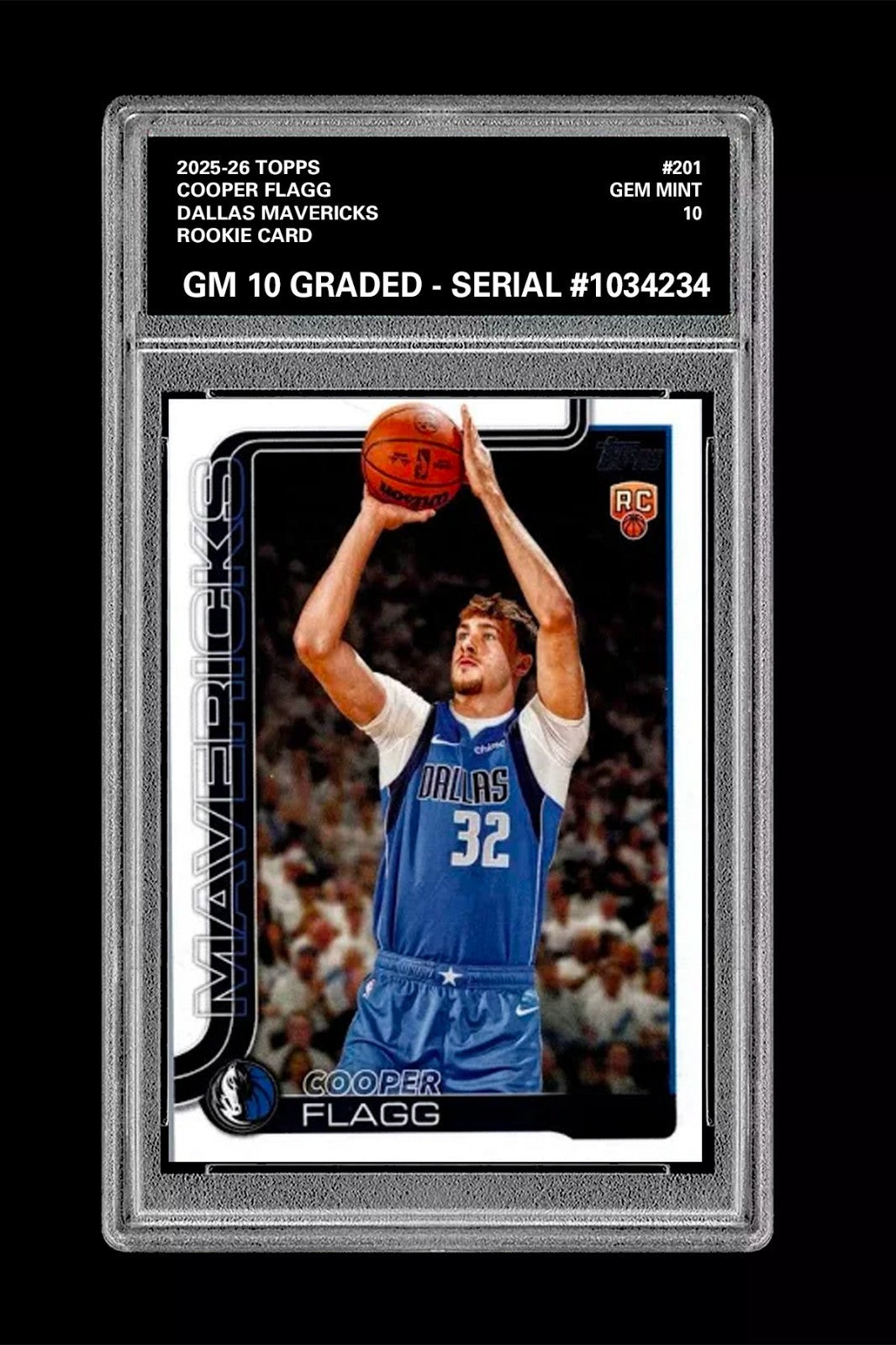 Graded 10 COOPER FLAGG ROOKIE RC 2025-26 TOPPS #201 Basketball  Basketball